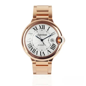CleanFactory CARTIER BALLON BLEU DE CARTIER WGBB0016 Oro Rosa 18ct 42mm Quadrante Argento Guilloché Romani