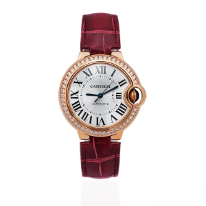 CleanFactory CARTIER BALLON BLEU WJBB0033 Oro Rosa 18ct 33mm Quadranti Argento Lunetta Diamanti Fabbrica