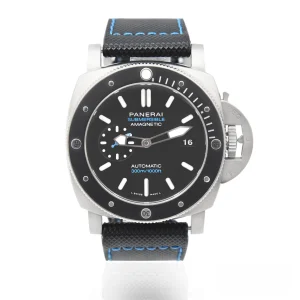 CleanFactory PANERAI SUBMERSIBLE PAM01389 Amagnetic 1950 3 Giorni Titanio 47mm Quadrante Nero
