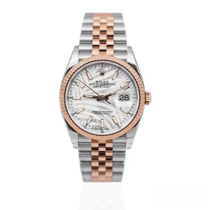 CleanFactory ROLEX DATEJUST 126231 36mm Bimetallo Quadranti Argento Motivo Palme