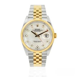 CleanFactory ROLEX DATEJUST 126233 36mm Bimetallo Quadro Madreperla Diamanti
