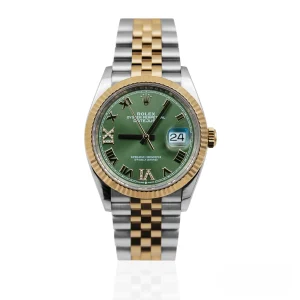 CleanFactory ROLEX DATEJUST 126233 36mm Quadrante Verde Oliva con Diamanti Romani