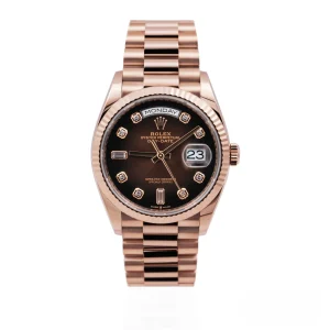 CleanFactory ROLEX DAY-DATE 128235 36mm Everose Oro Rosa Marrone Ombré Quadrante Diamanti