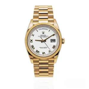 CleanFactory ROLEX DAY-DATE 128238 36mm Oro Giallo 18ct Quadrante Bianco con Indici Romani