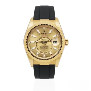 CleanFactory ROLEX SKY-DWELLER 326238 Oro Giallo 18ct 42mm Quadrant Champagne
