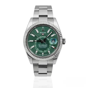 CleanFactory ROLEX SKY-DWELLER 336934 42mm Acciaio e Oro Bianco Quadrante Verde Menta