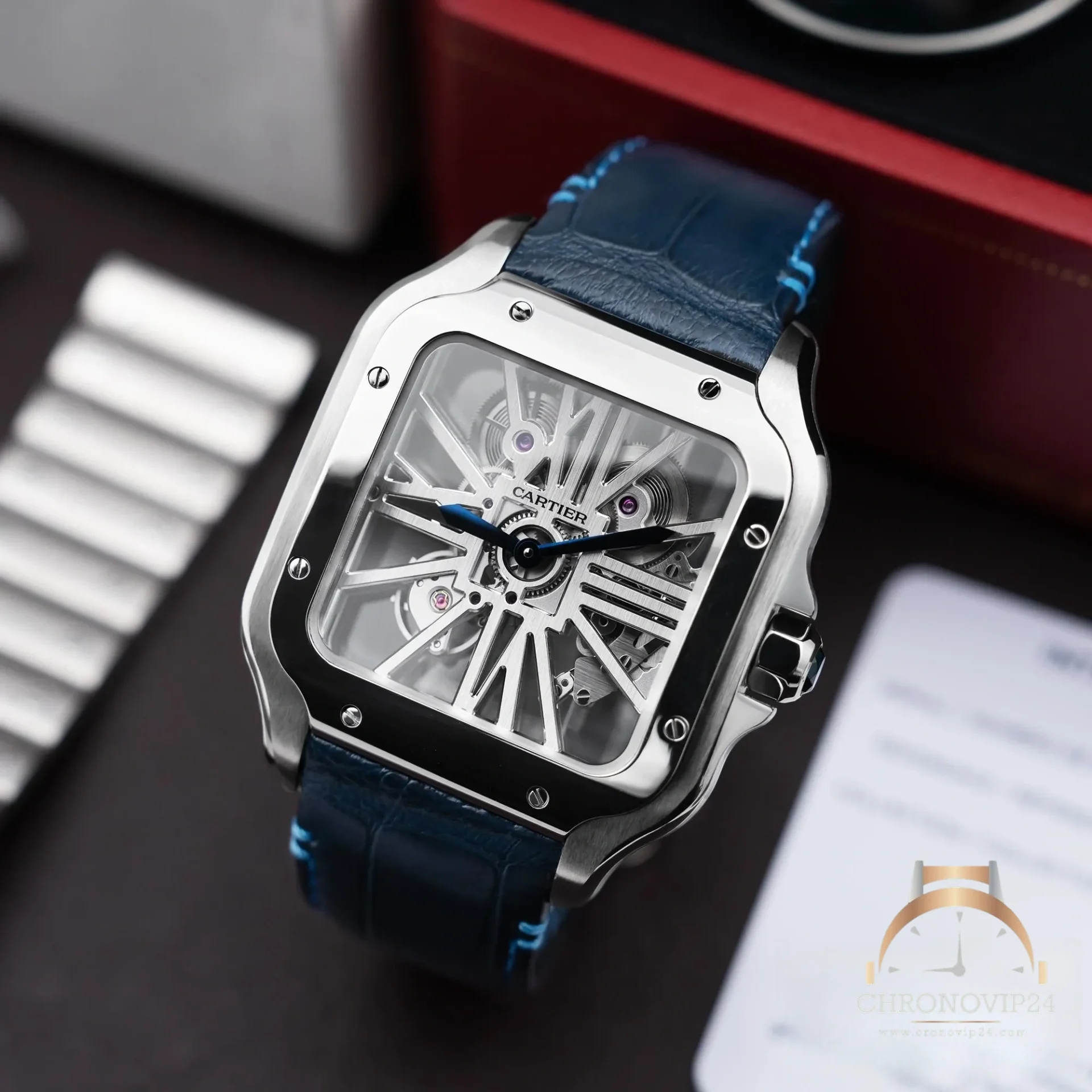 CleanFactory CARTIER SANTOS DE CARTIER WHSA0015 39.8mm Acciaio 'Large' Quadro Scheletrato 3 CleanFactory CARTIER SANTOS DE CARTIER WHSA0015 39.8mm Acciaio 'Large' Quadro Scheletrato - immagine 3